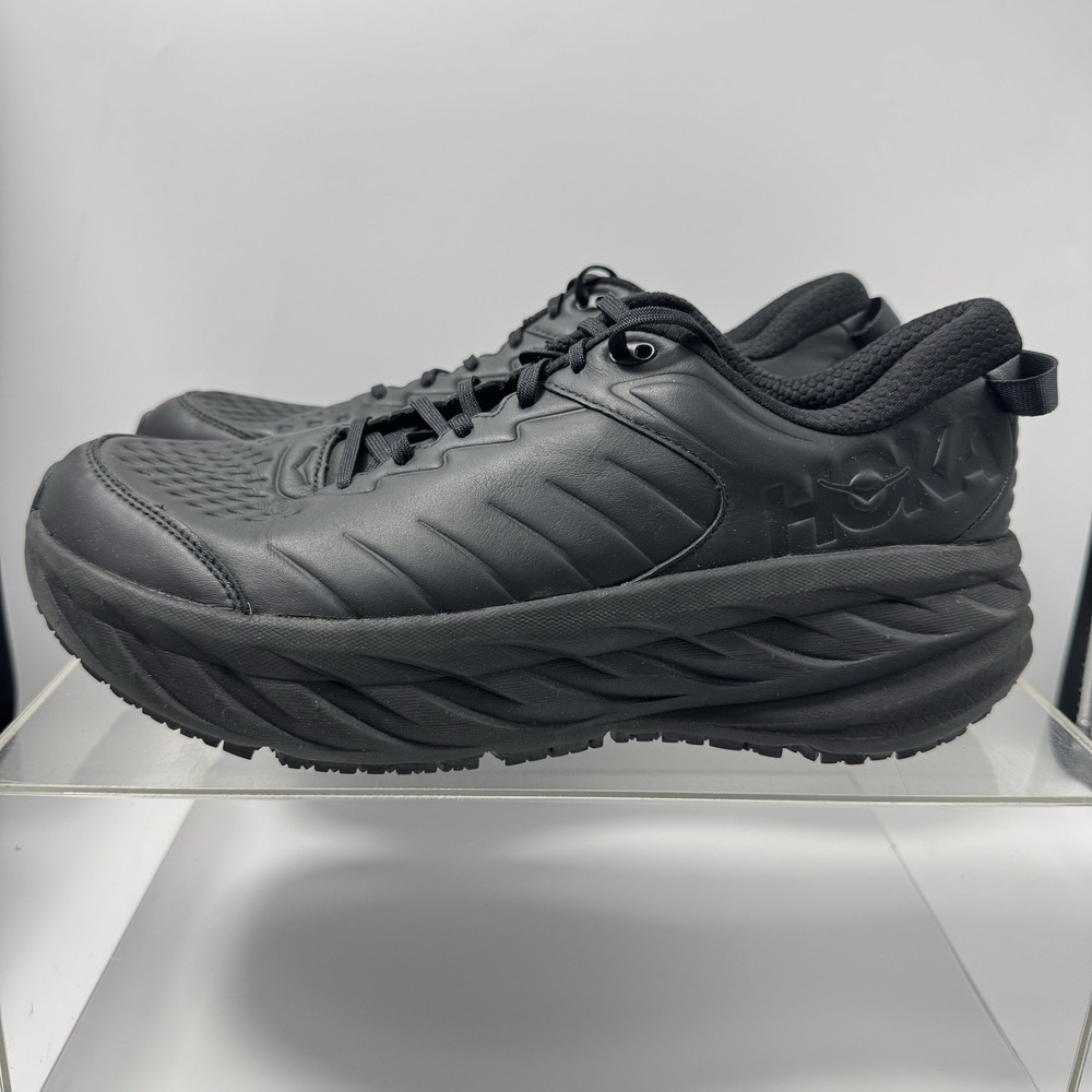 Hoka One One Bondi SR Black 1110520 BBLC Slip Resistant Leather Men's Size 13